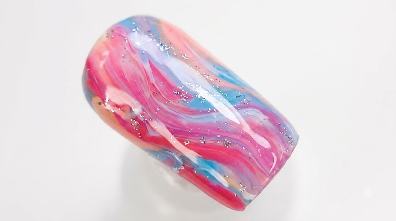 Ocean Water Ripple Marble Gel Nail Art — Step-by-Step Tutorial
